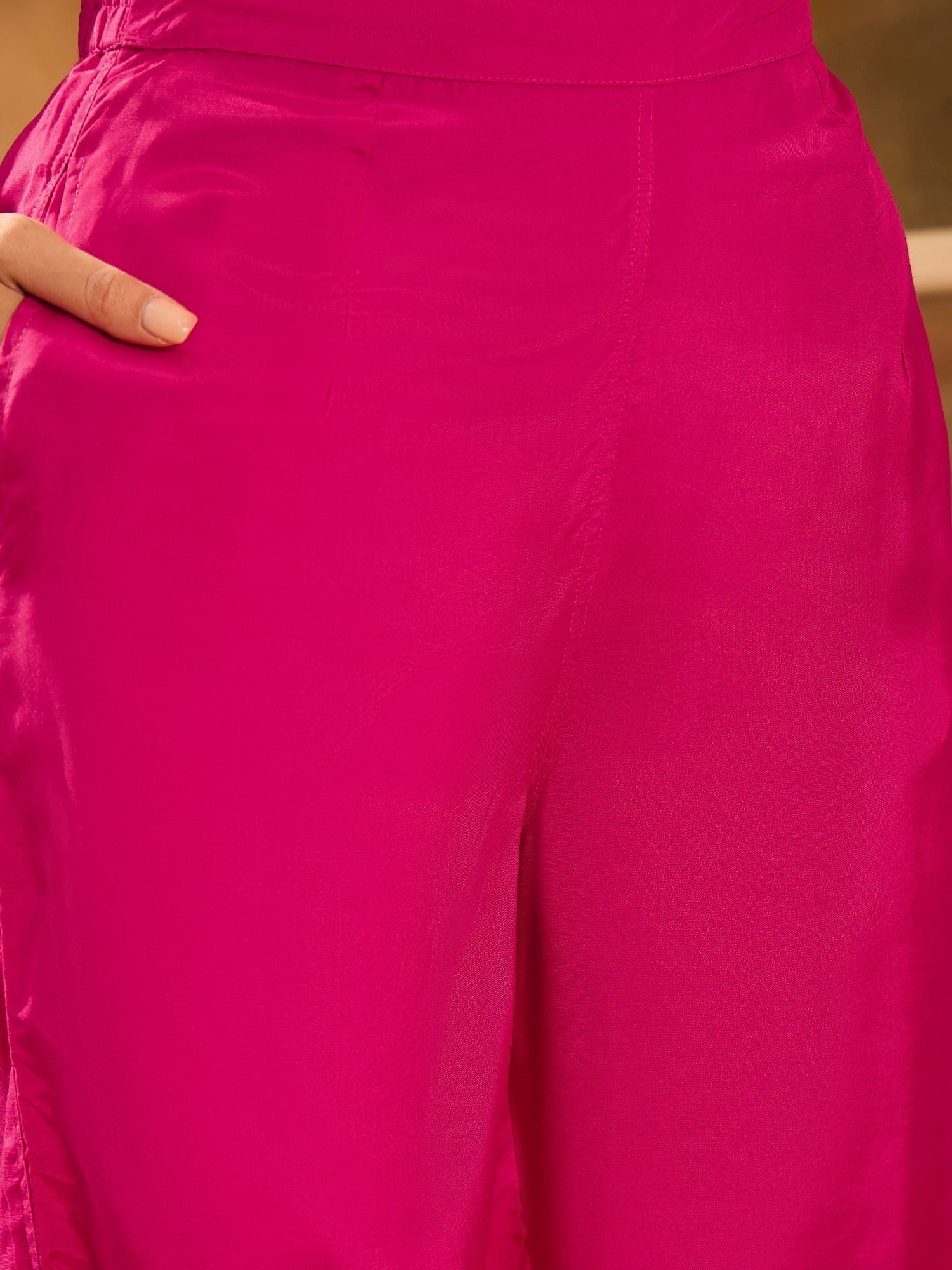 Pink V-Neck Dyed Co-Ords Set For Women