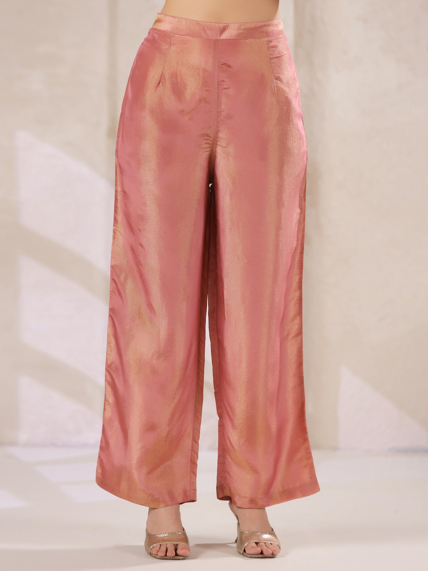 Rust Silk Blend Kaftan Co-ord Set with Embellished for Women