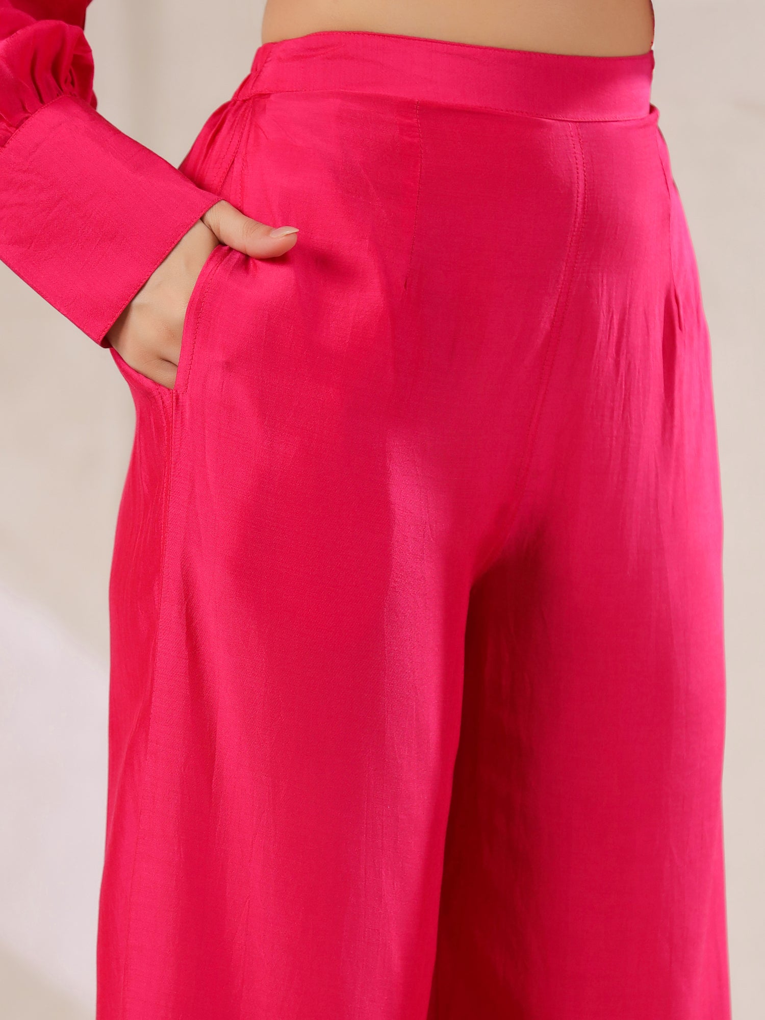 Pink Straight Kurta With Palazzo Pants And Printed Dupatta