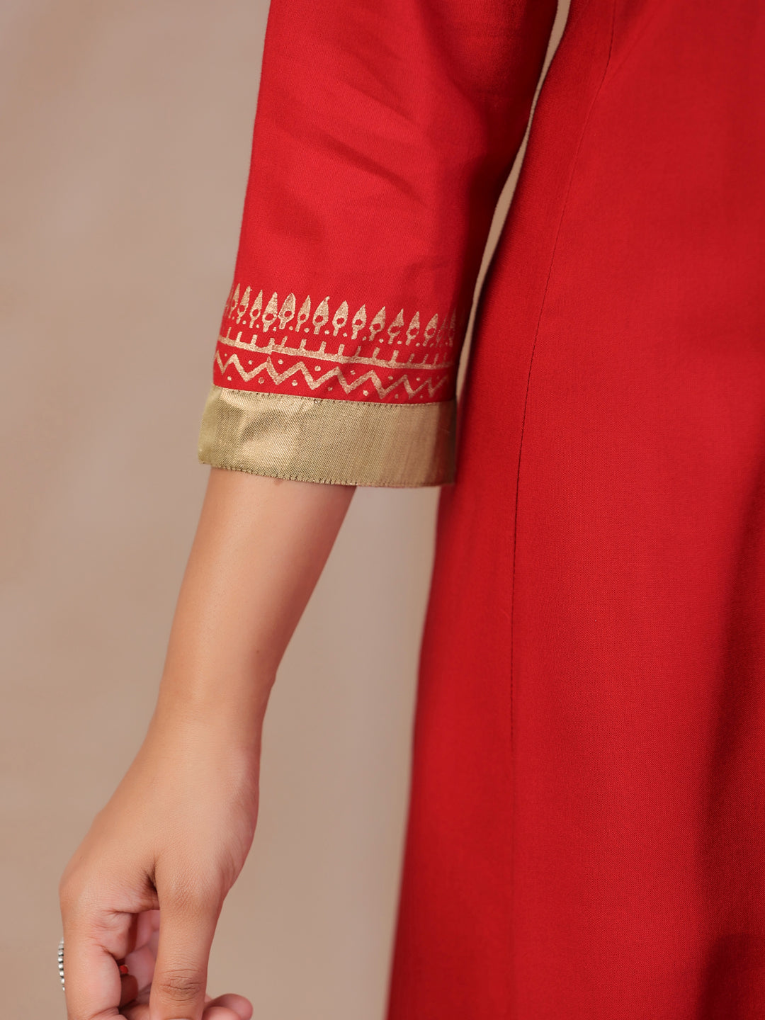 Red Floral Printed Kurta For Women