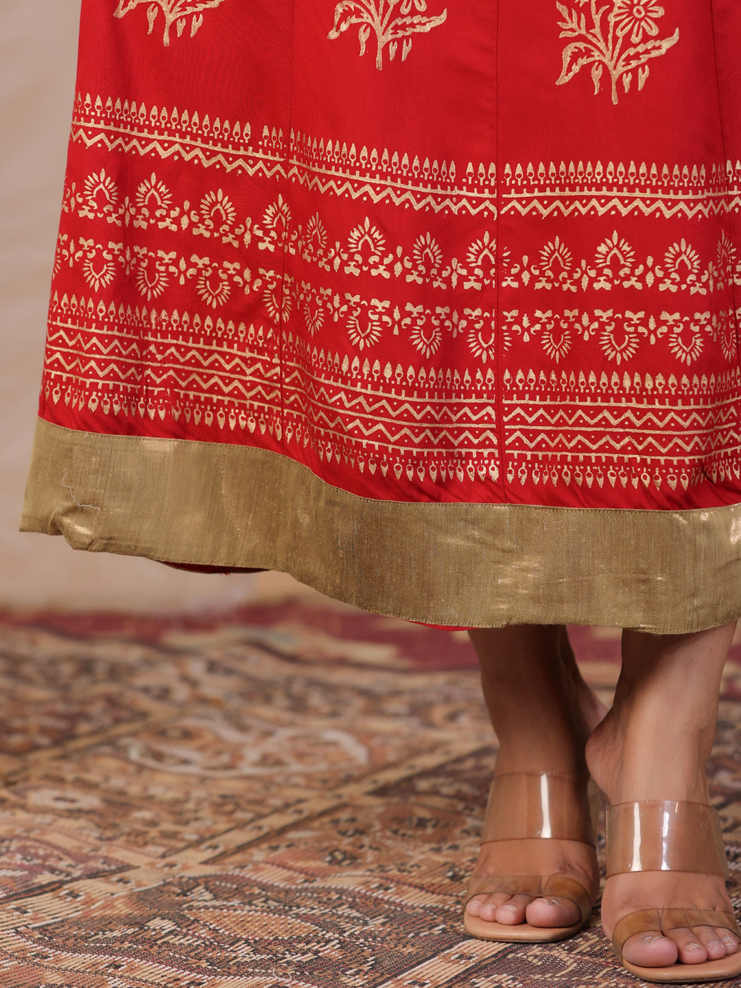 Red Floral Printed Kurta For Women