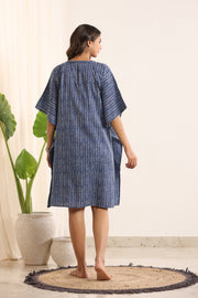 Indigo  Pure Cotton Floral Printed Kaftan Nightdress