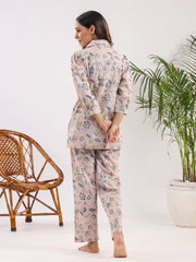 Cotton Printed 3 PEICE Night Suit Set with Pyjama