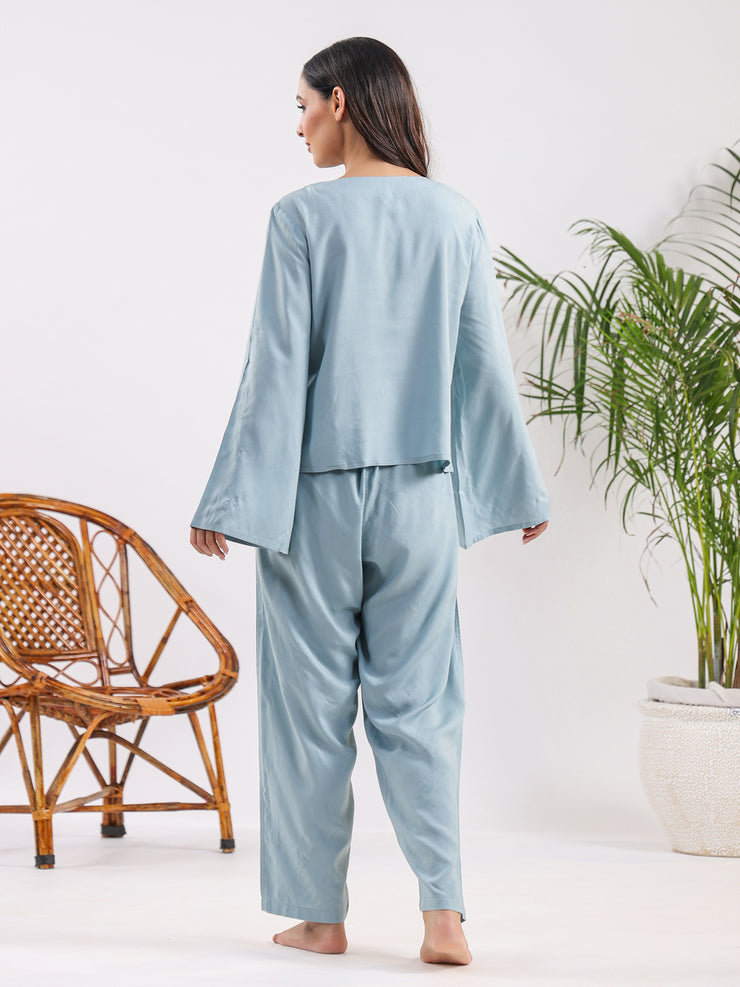 Carolina Blue Modal Night Suit