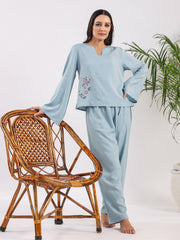 Carolina Blue Modal Night Suit