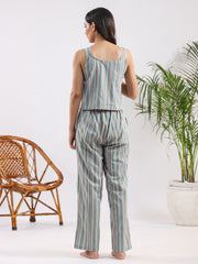 Powder blue stripe Cotton Night SUIT