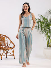 Powder blue stripe Cotton Night SUIT