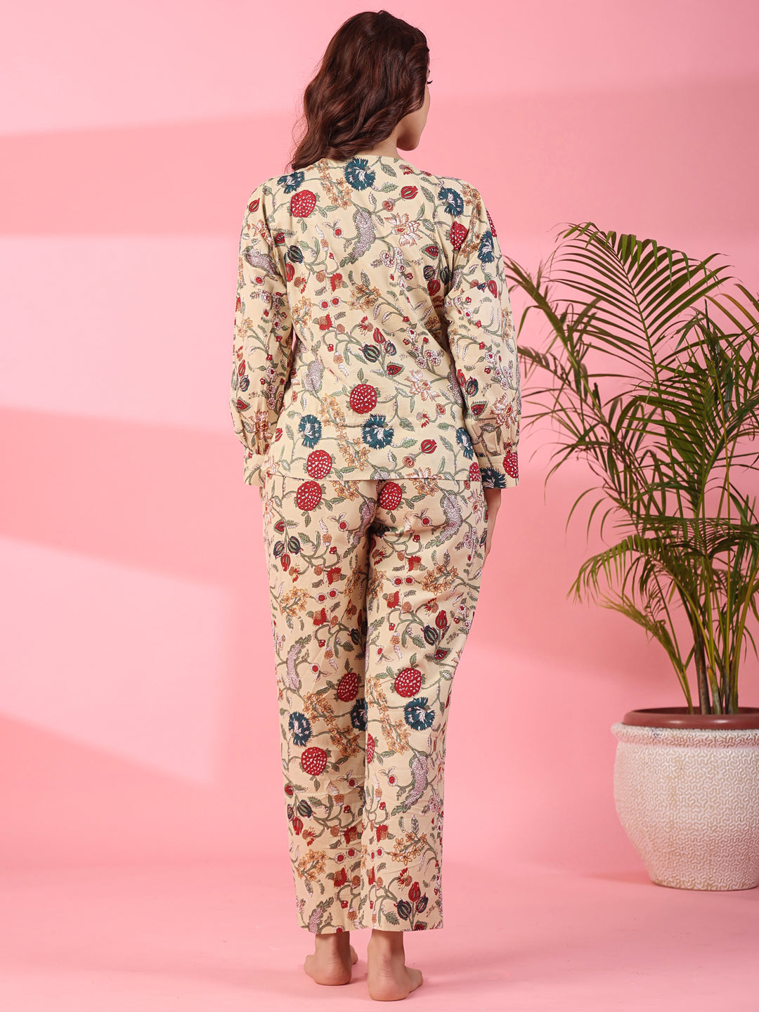 Jacobean Cotton Night Suit - SanskrutiHomes 