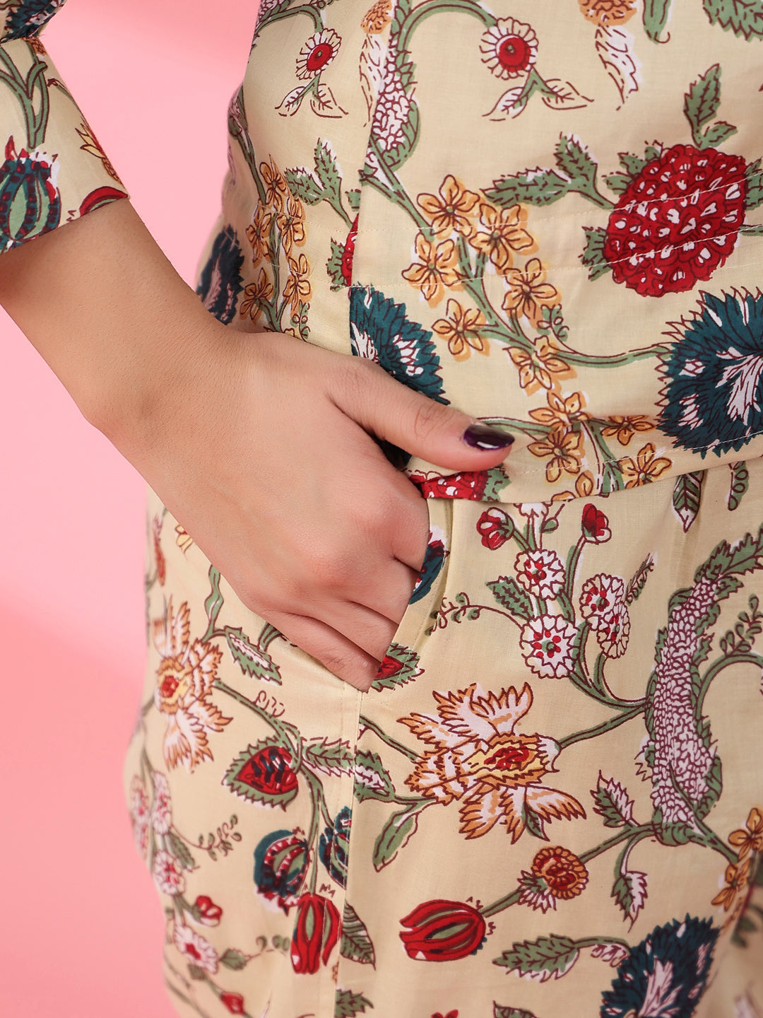 Jacobean Cotton Night Suit - SanskrutiHomes 