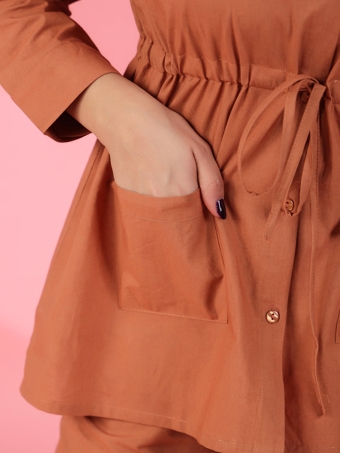 RUST BROWN 2 Pcs  COTTON Night Suit
