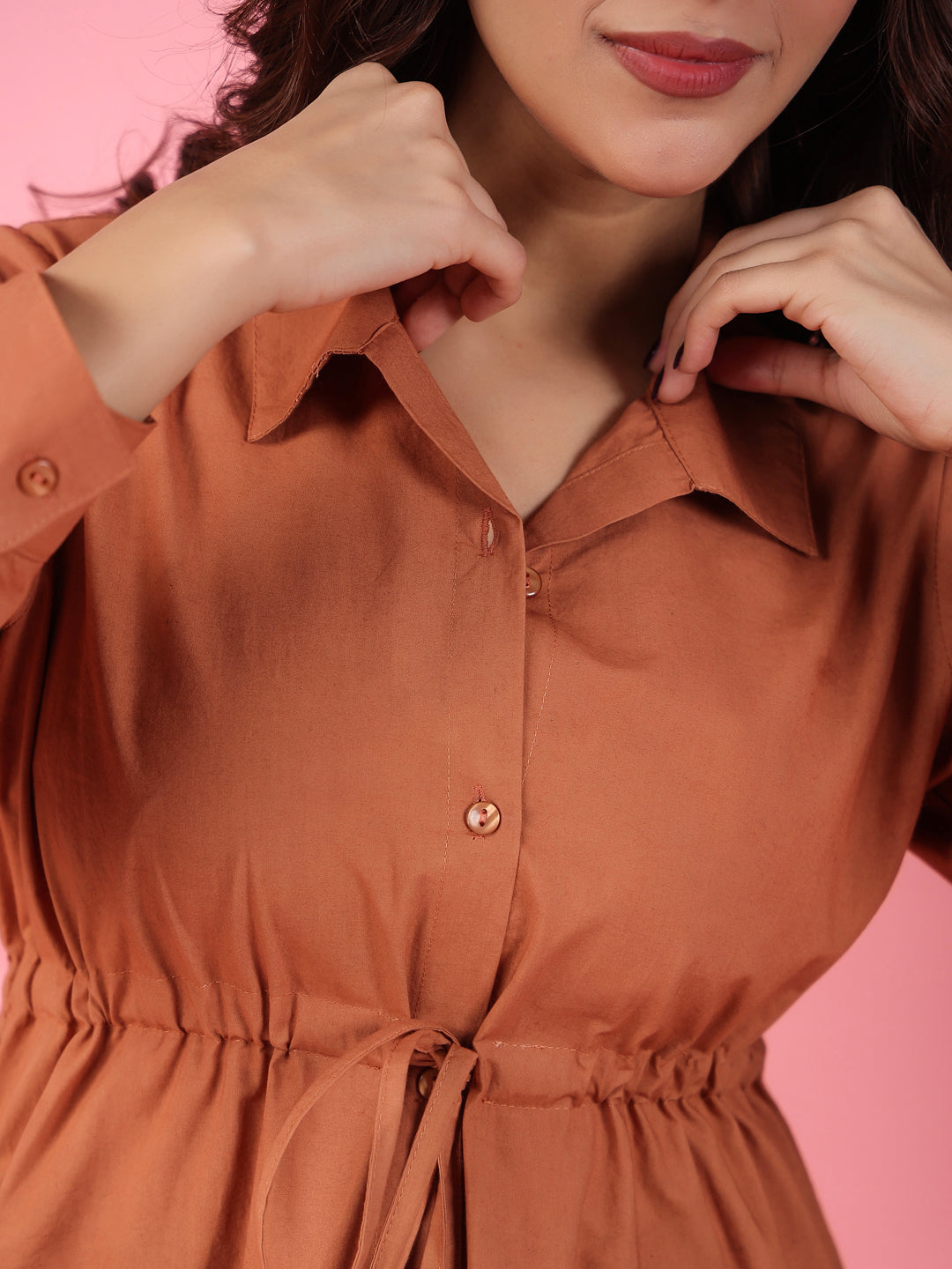 RUST BROWN 2 Pcs  COTTON Night Suit