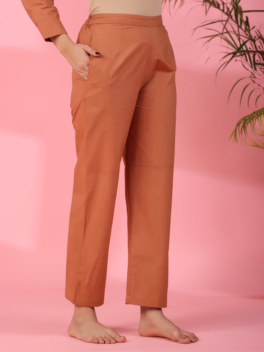 RUST BROWN 2 Pcs  COTTON Night Suit