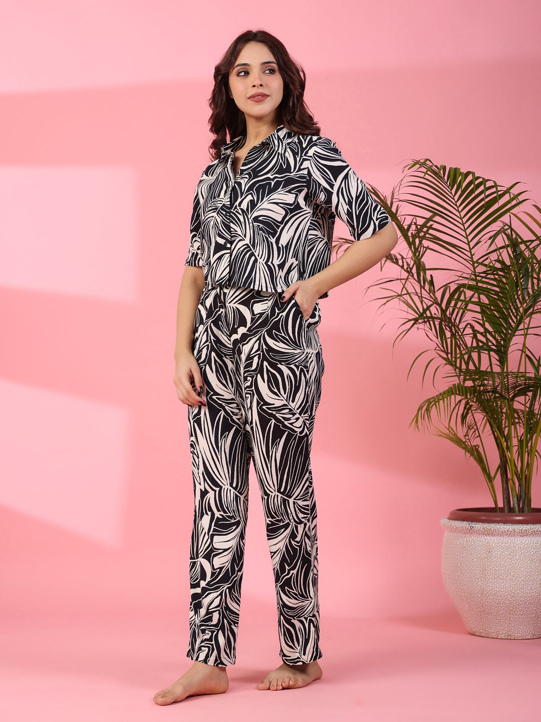 Floral Printed Night Suit - SanskrutiHomes 