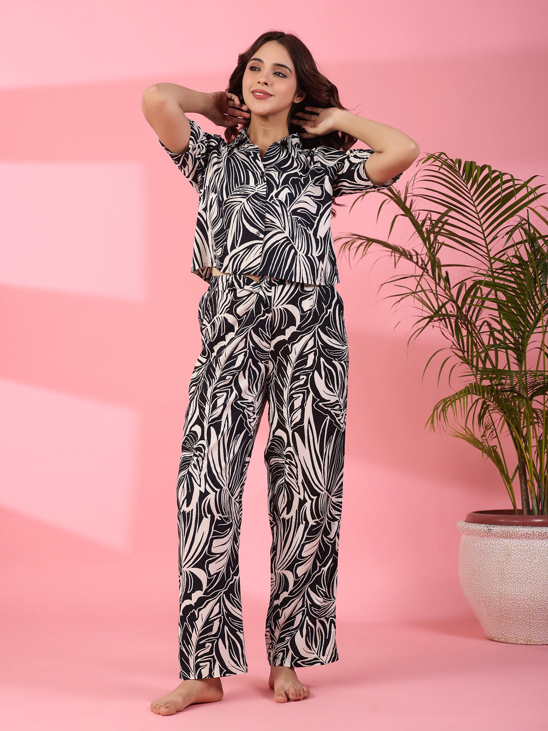 Floral Printed Night Suit - SanskrutiHomes 