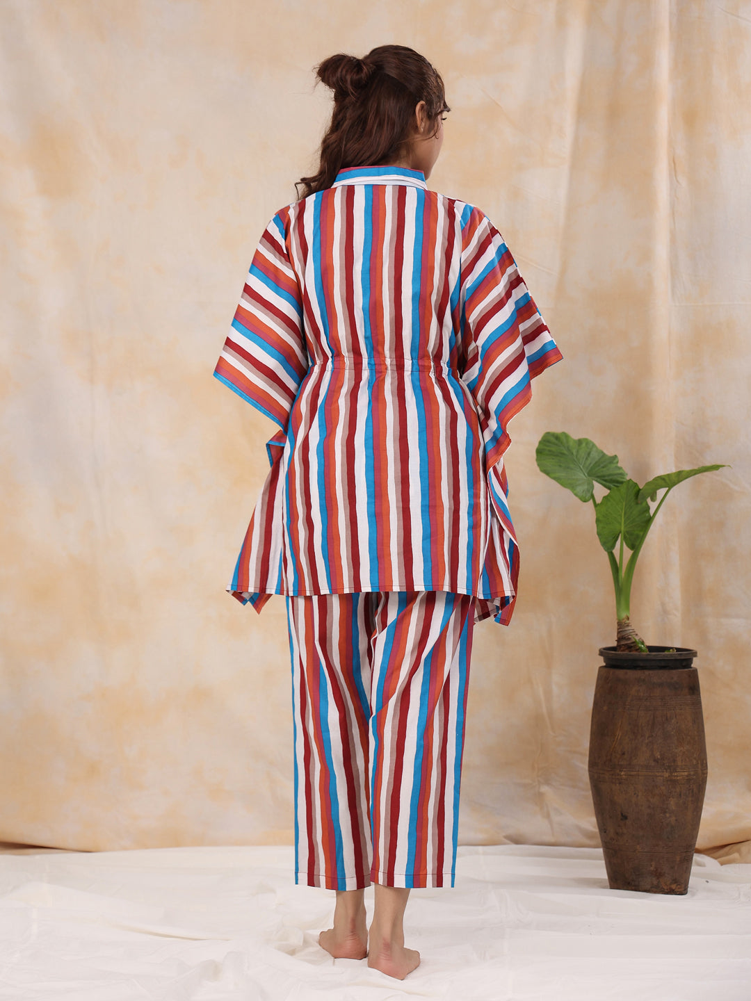 Red stripes Kaftan sleep  Set
