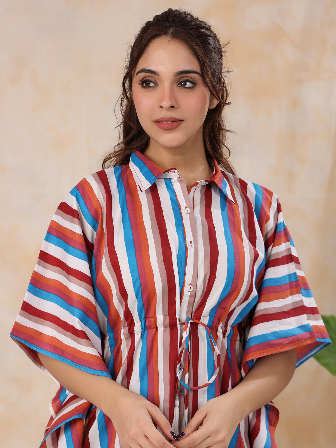 Red stripes Kaftan sleep  Set