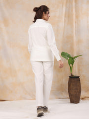 Solid white Cotton Night Suit