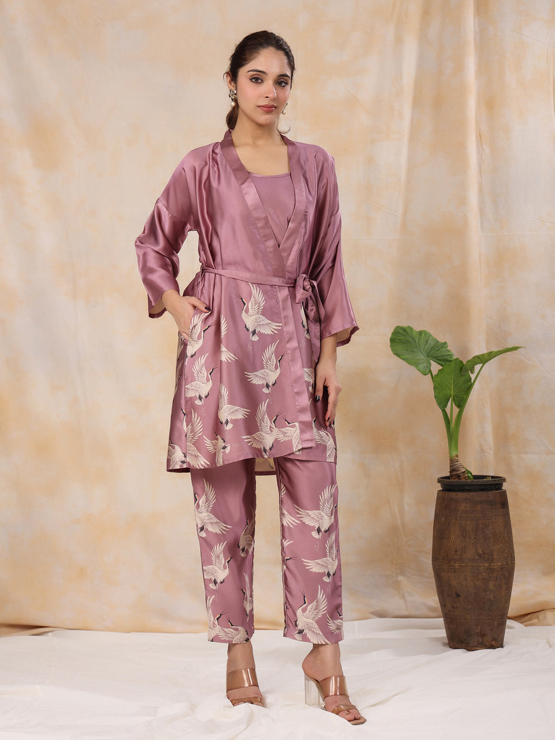 4Pcs Women Poly Satin Night Suit