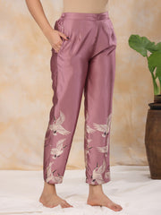 SUGAR PLUM 4 PC SATIN Night Suit Set with Pyjama and shorts