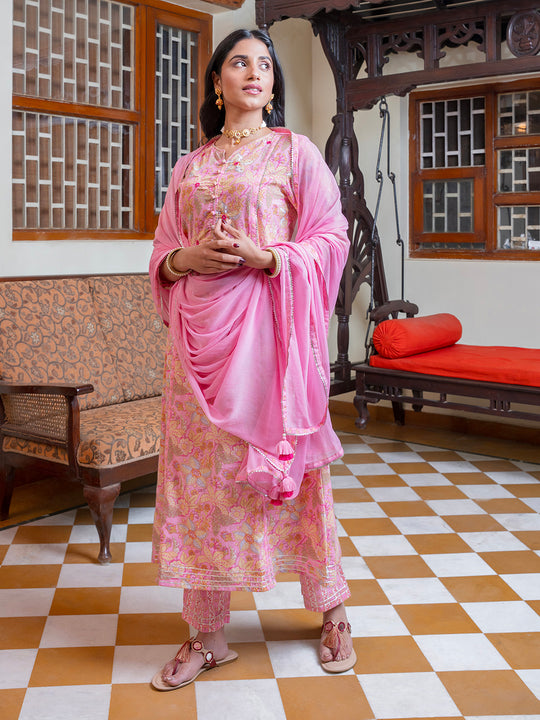 Pink Cotton Kurta for Women