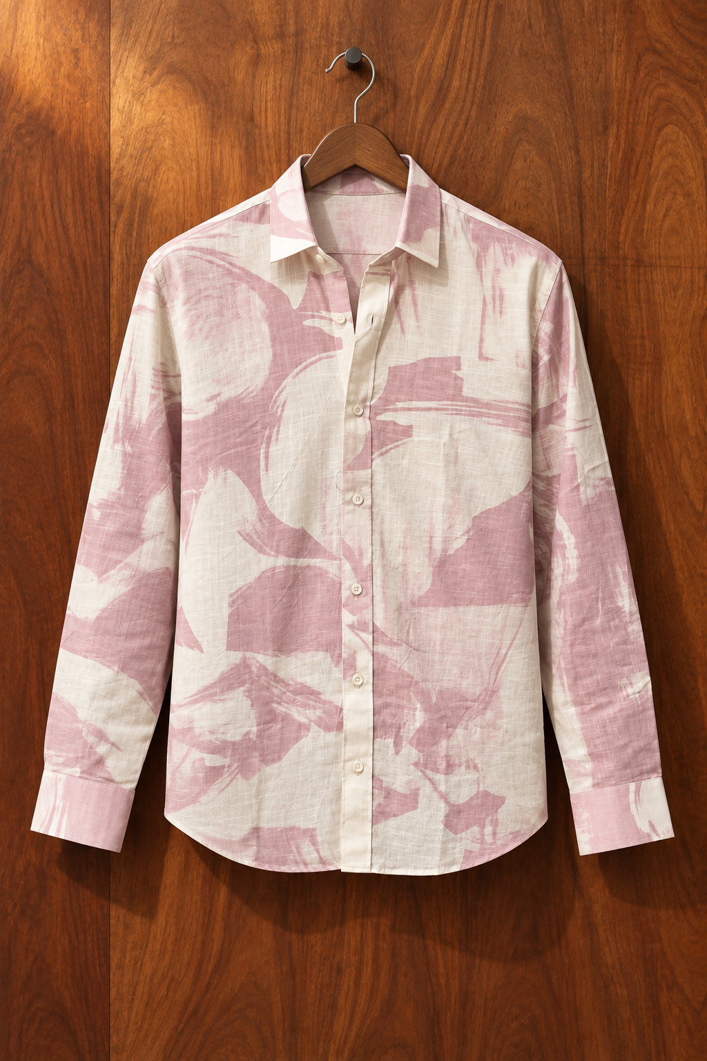 Lavender Abstract Print Cotton Spread Collar Shirt For Men