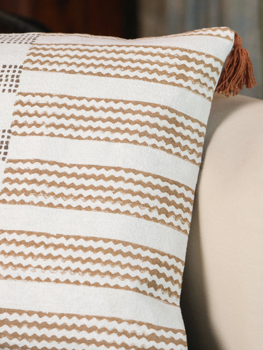 Cotton Brown Colour Geometric Cushion Covers