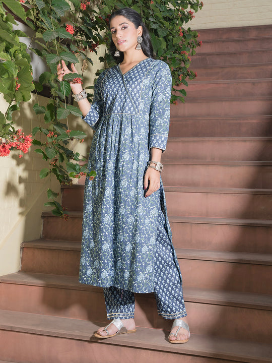 Floral Printed Cotton Kurta Set