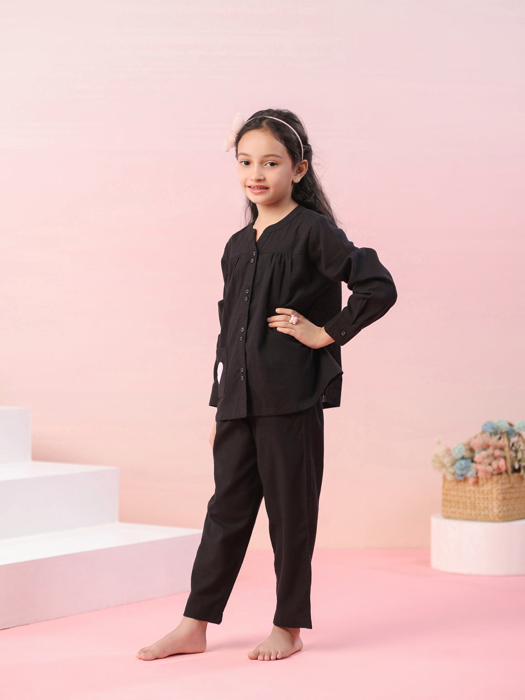Black Color Cotton Night Suit for Kids