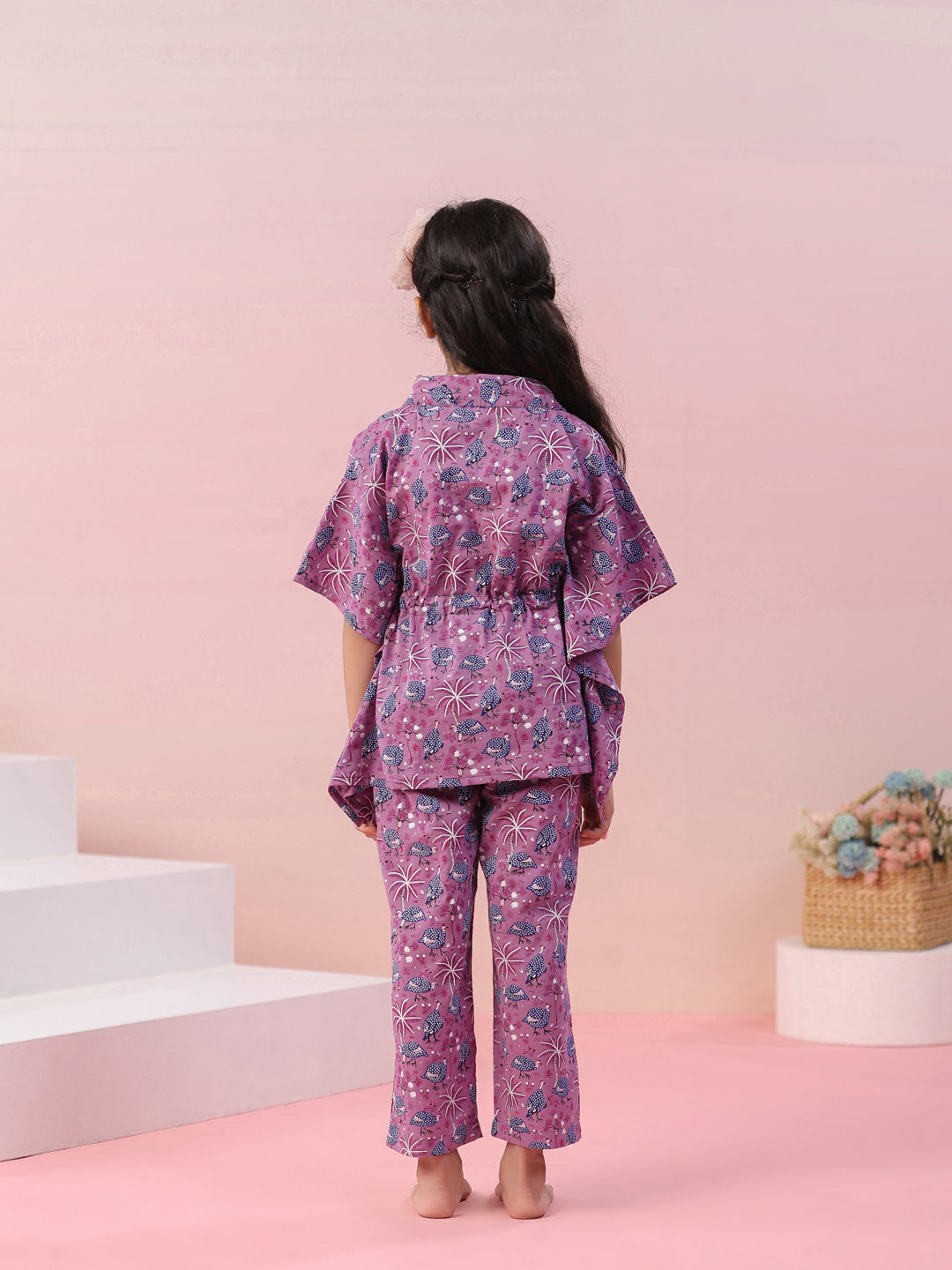 Floral Printed Cotton Night Suit For Kids