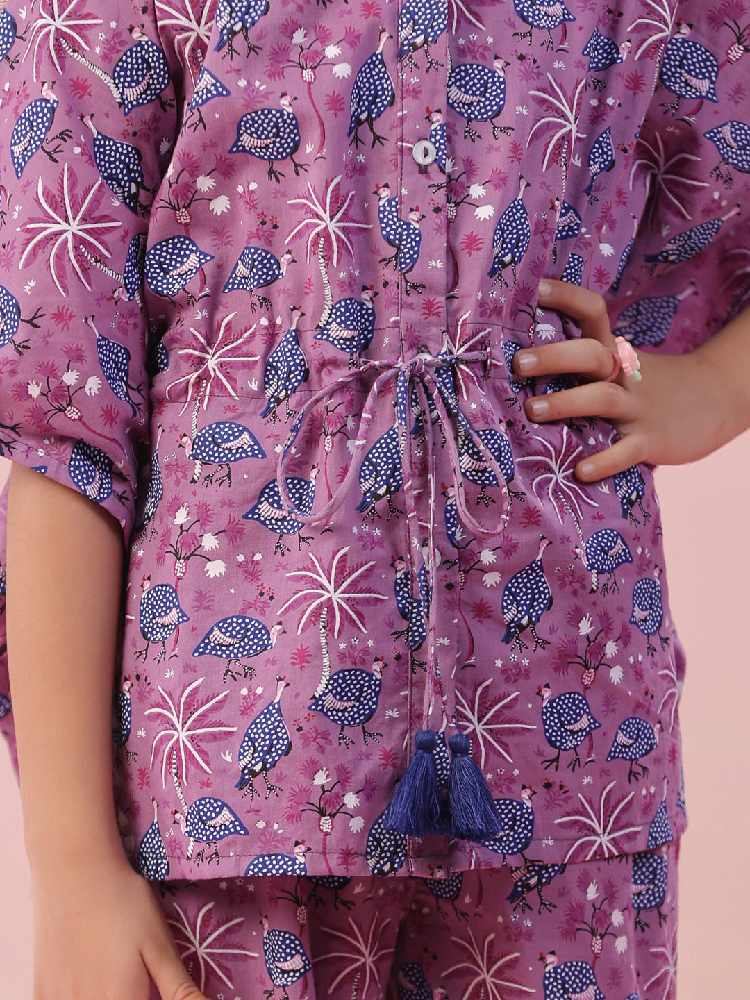 Floral Printed Cotton Night Suit For Kids
