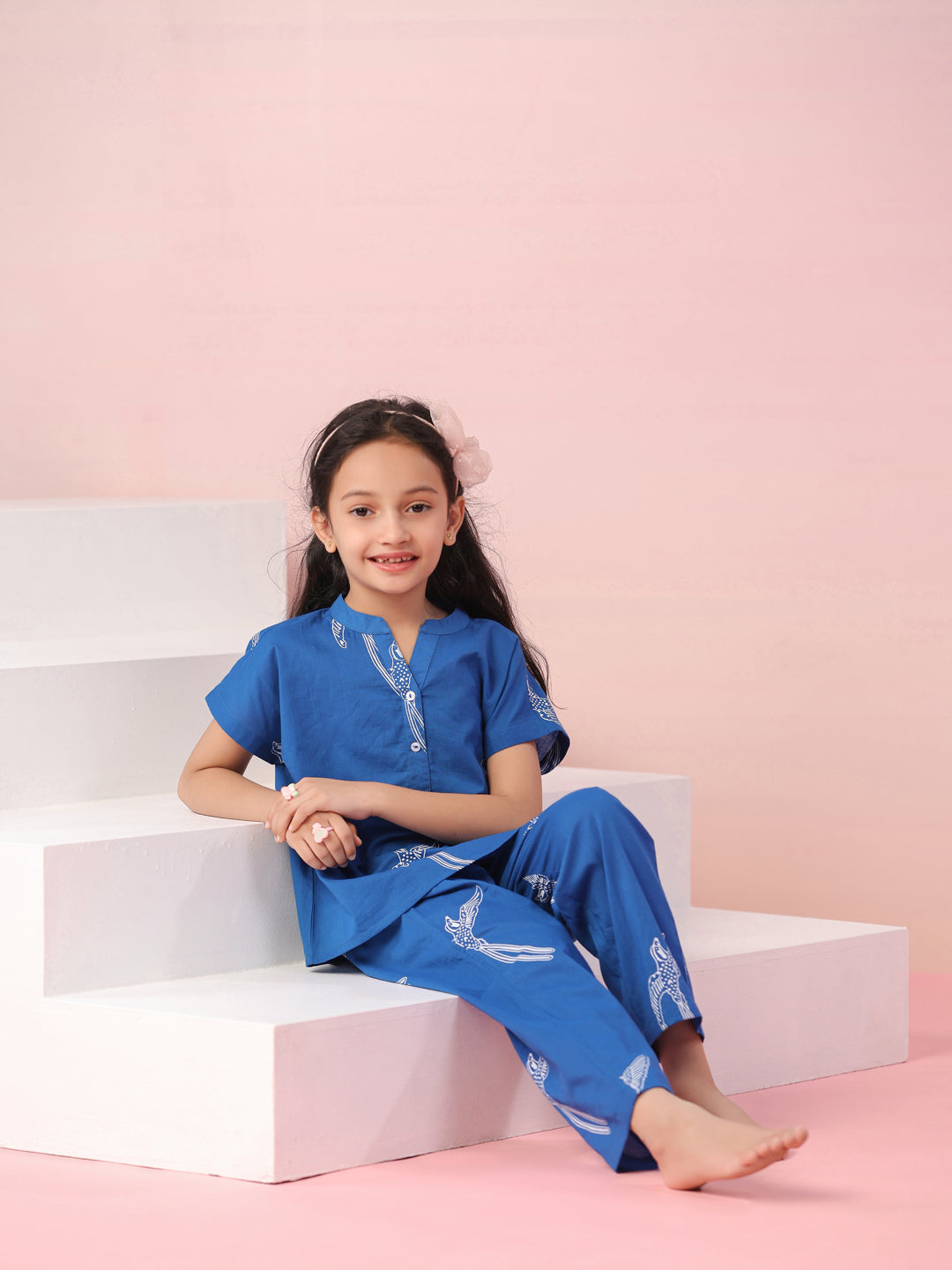 Sparrow Printed Cotton Kids Night Suit