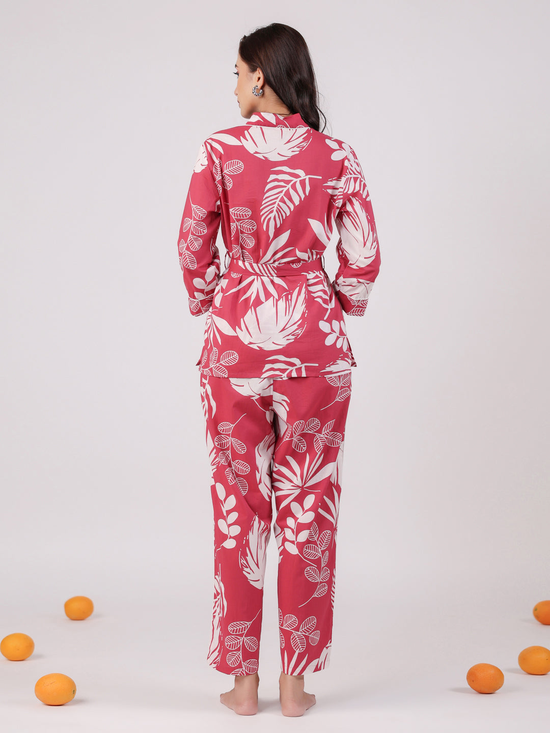 Pink Flower Printed Night Suit Set