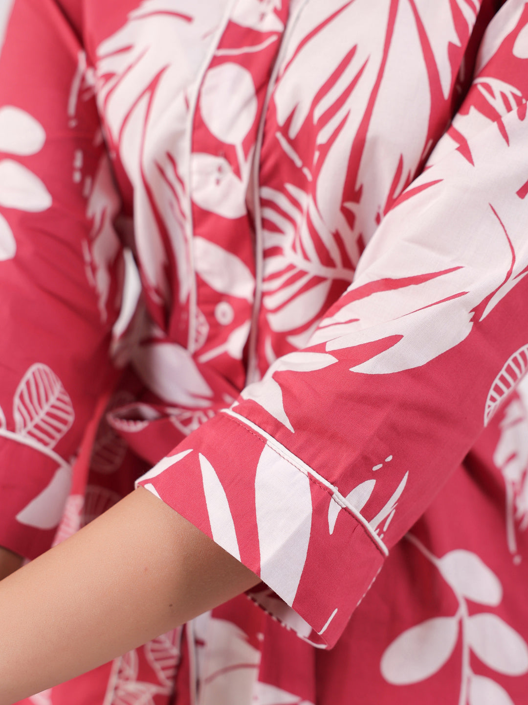 Pink Flower Printed Night Suit Set