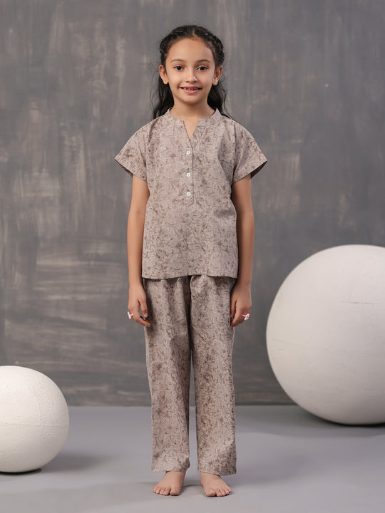 Kids Geometric Printed Cotton Night Suit