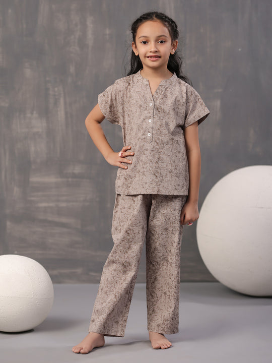 Kids Geometric Printed Cotton Night Suit