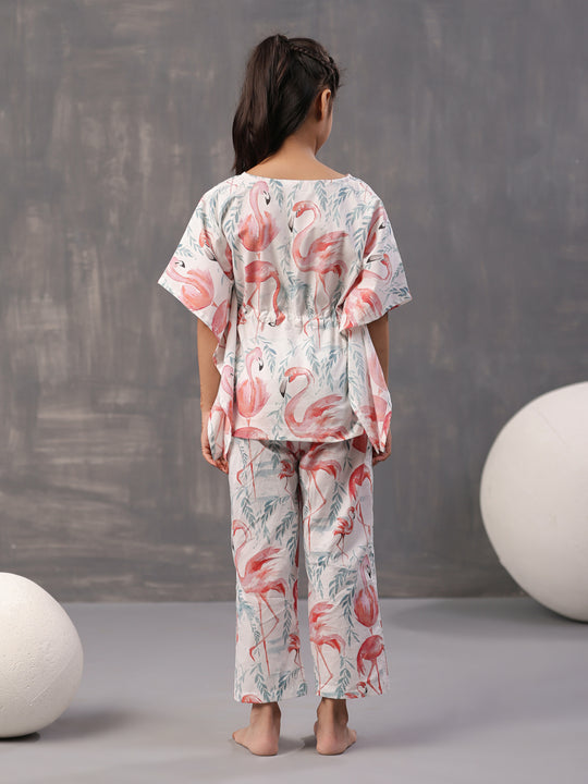 Floral Printed Cotton Night Suit for Kids