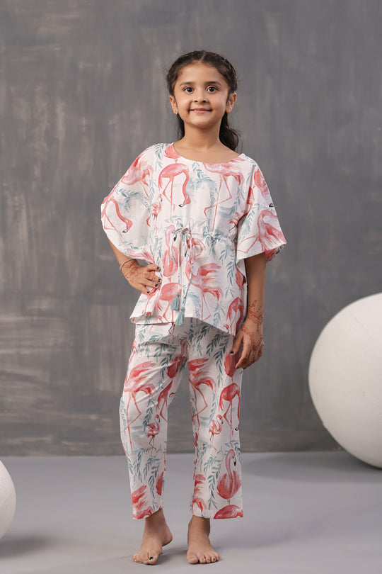 Floral Printed Cotton Night Suit for Kids