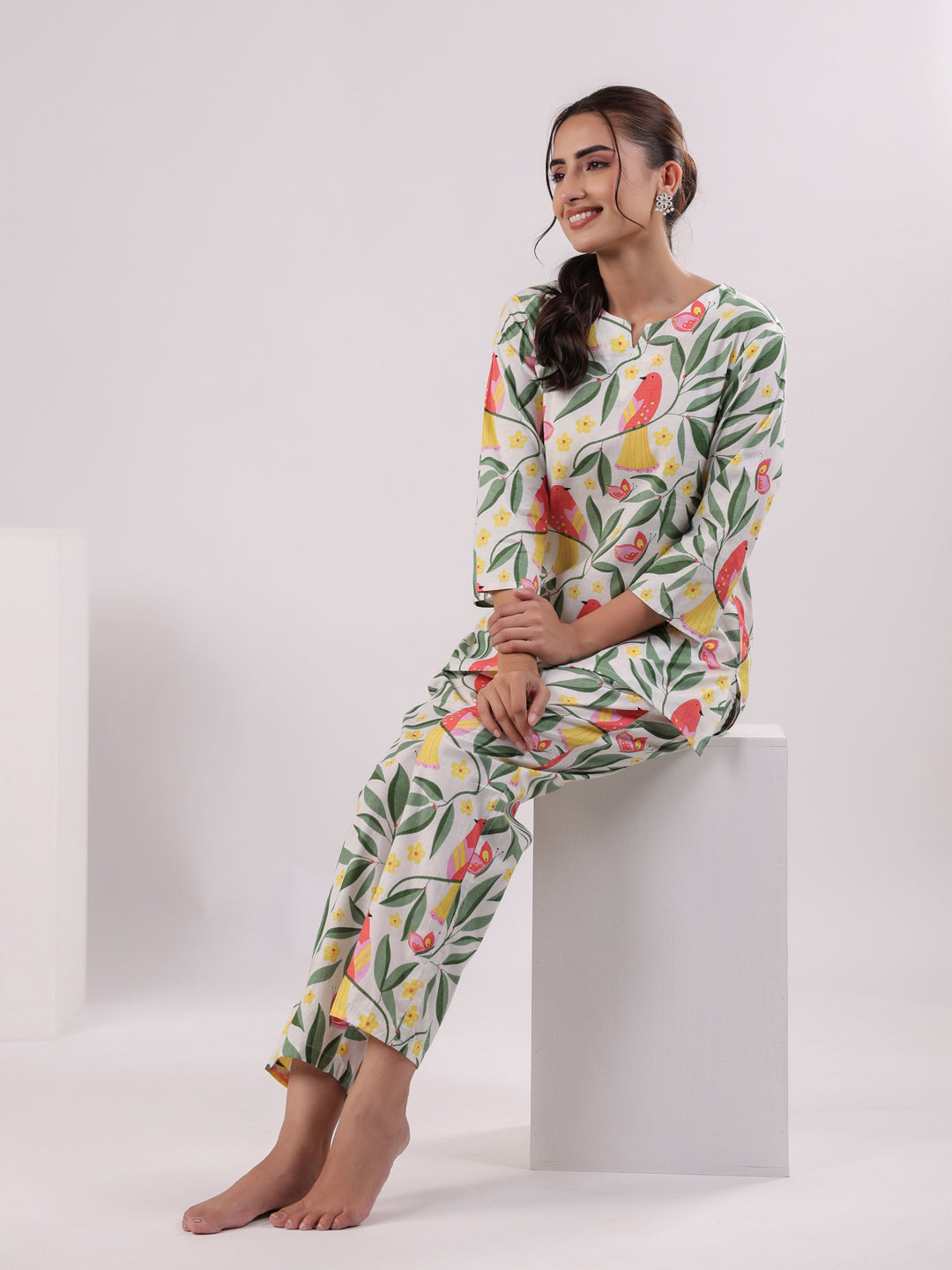 Multi Color Flower Printed  Loungewear Set