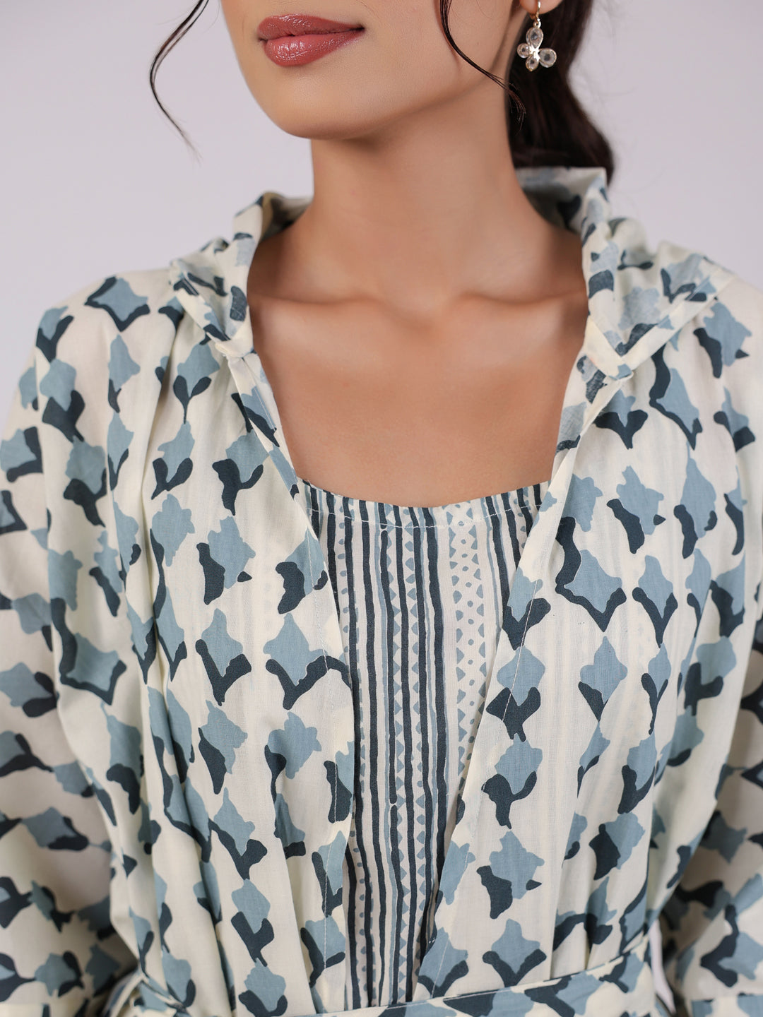 Blue & White 3 Piece Robe Loungewear Set