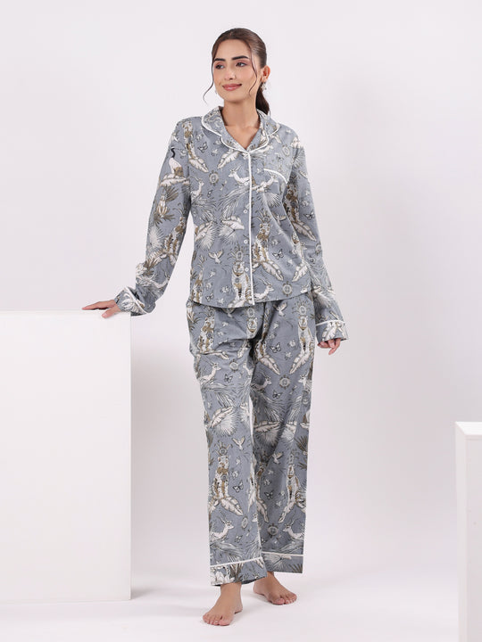 Animal Printed Night Suit Set for Women