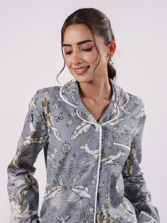 Animal Printed Night Suit Set for Women