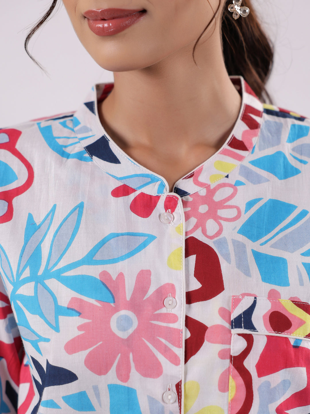 Flower Printed Night Suit Set For Women