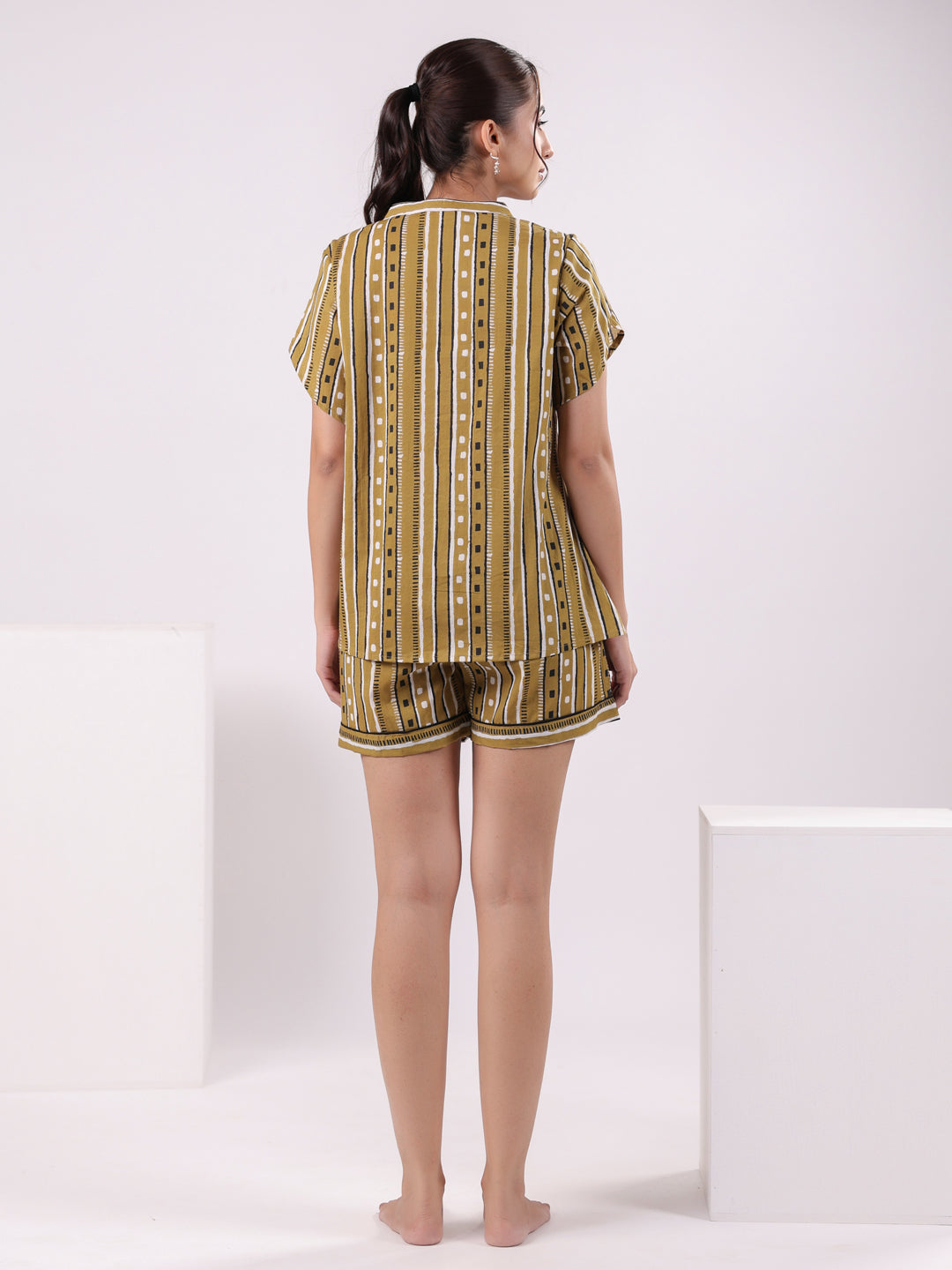 Cotton Stripted Printed Night Suit for Women - SanskrutiHomes 