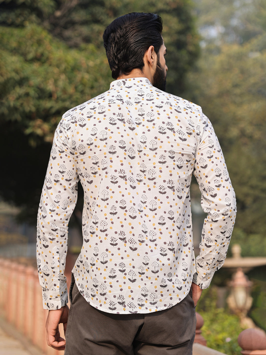 Men's  Pure Cotton Off White Casual Shirt