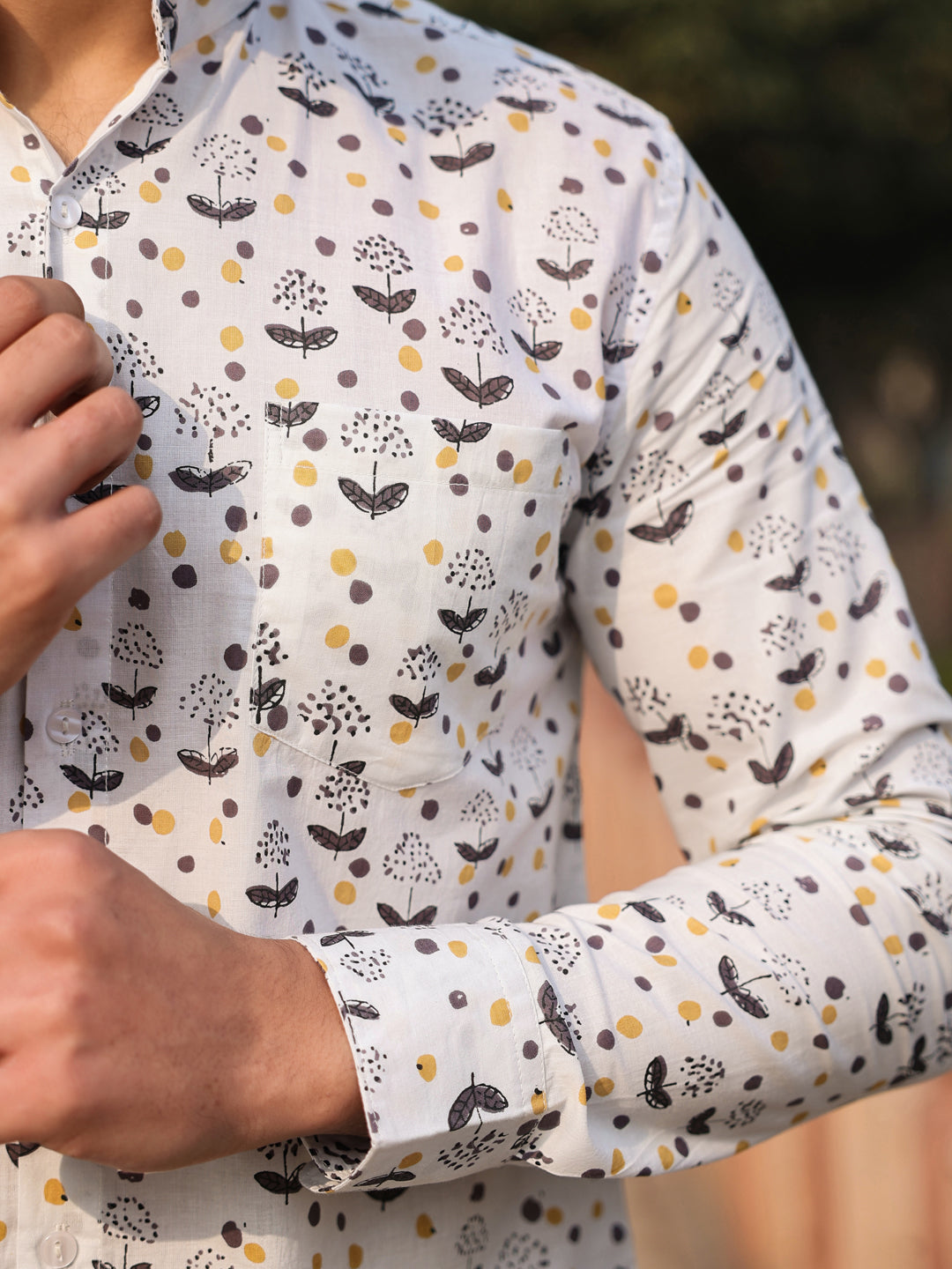 Men's  Pure Cotton Off White Casual Shirt