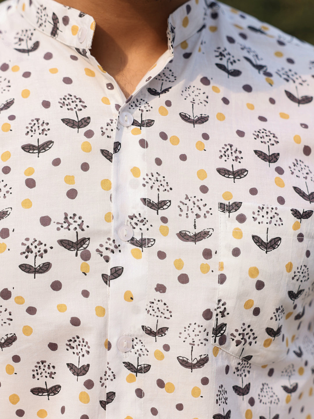 Men's  Pure Cotton Off White Casual Shirt