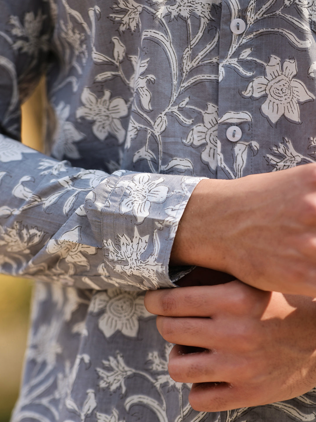 Men's  Pure Cotton Grey Casual Shirt