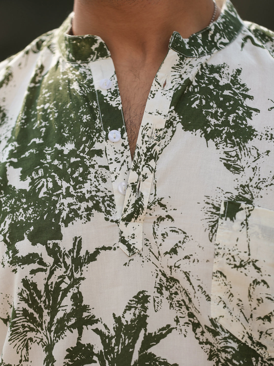 Men's Floral Pure Cotton Brown Printed Kurta