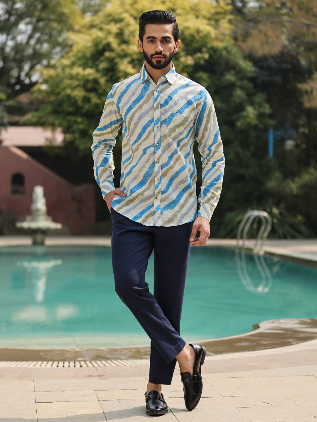Men's  Pure Cotton Cream Casual Shirt