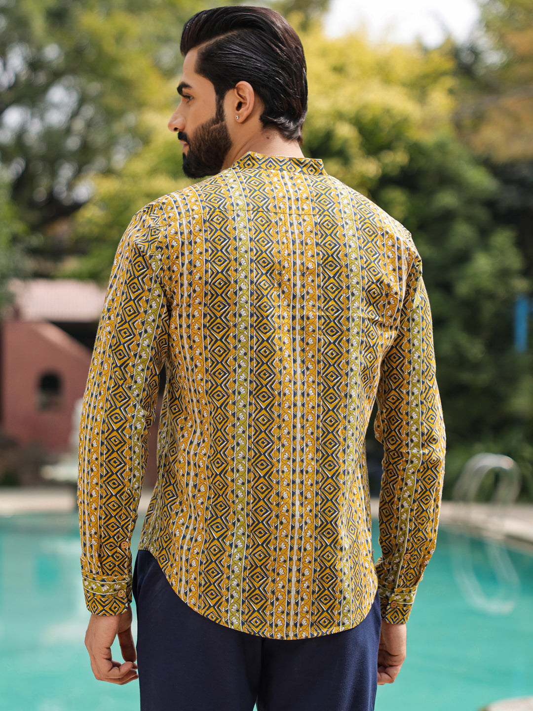 Men's  Pure Cotton Olive Casual Shirt